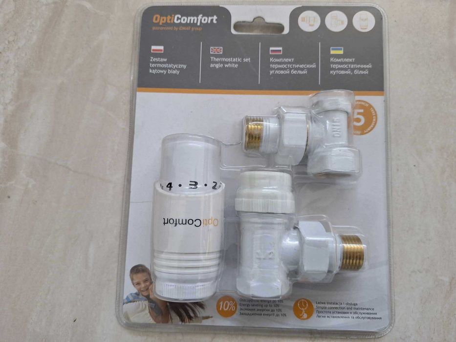 Zestaw termostatyczny kątowy biały