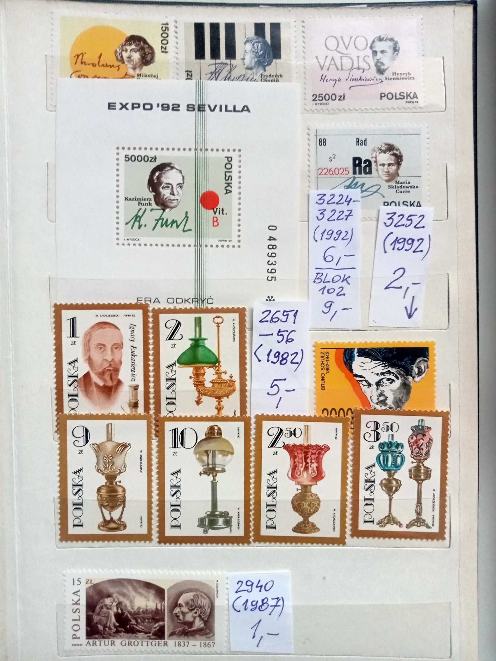 1967-92, znaczki pocztowe, Polska, czyste, pojedyncze, serie, bloczki