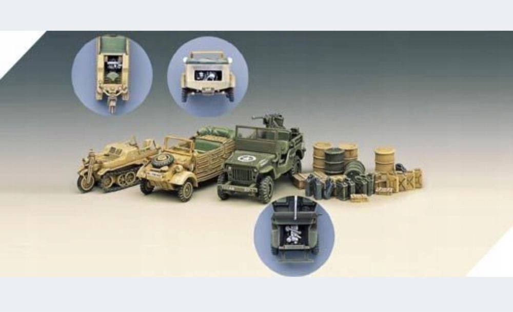 Academy 13416 model Jeep Kettenkrad Kubelwagen 1:72