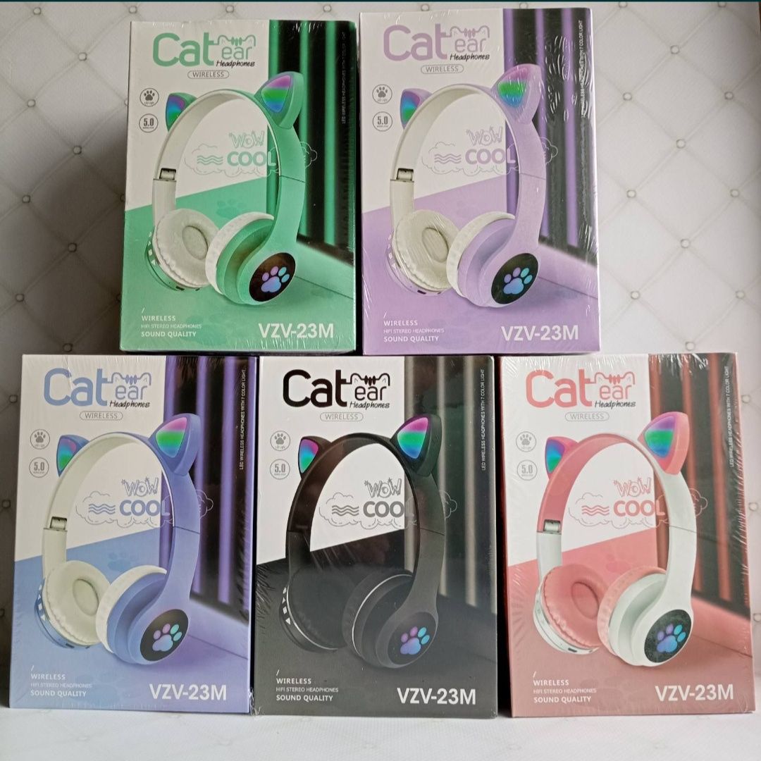 Навушники дитячі з котячими вушками Cat VZV - 23M. Наушники детские
