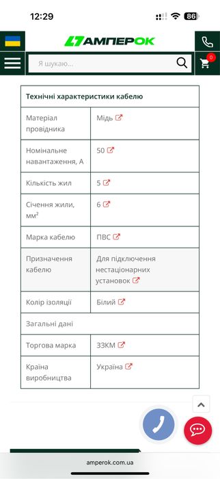 Провід електро кабель 5-жильний гнучкий ПВС ЗЗЦМ 5х6