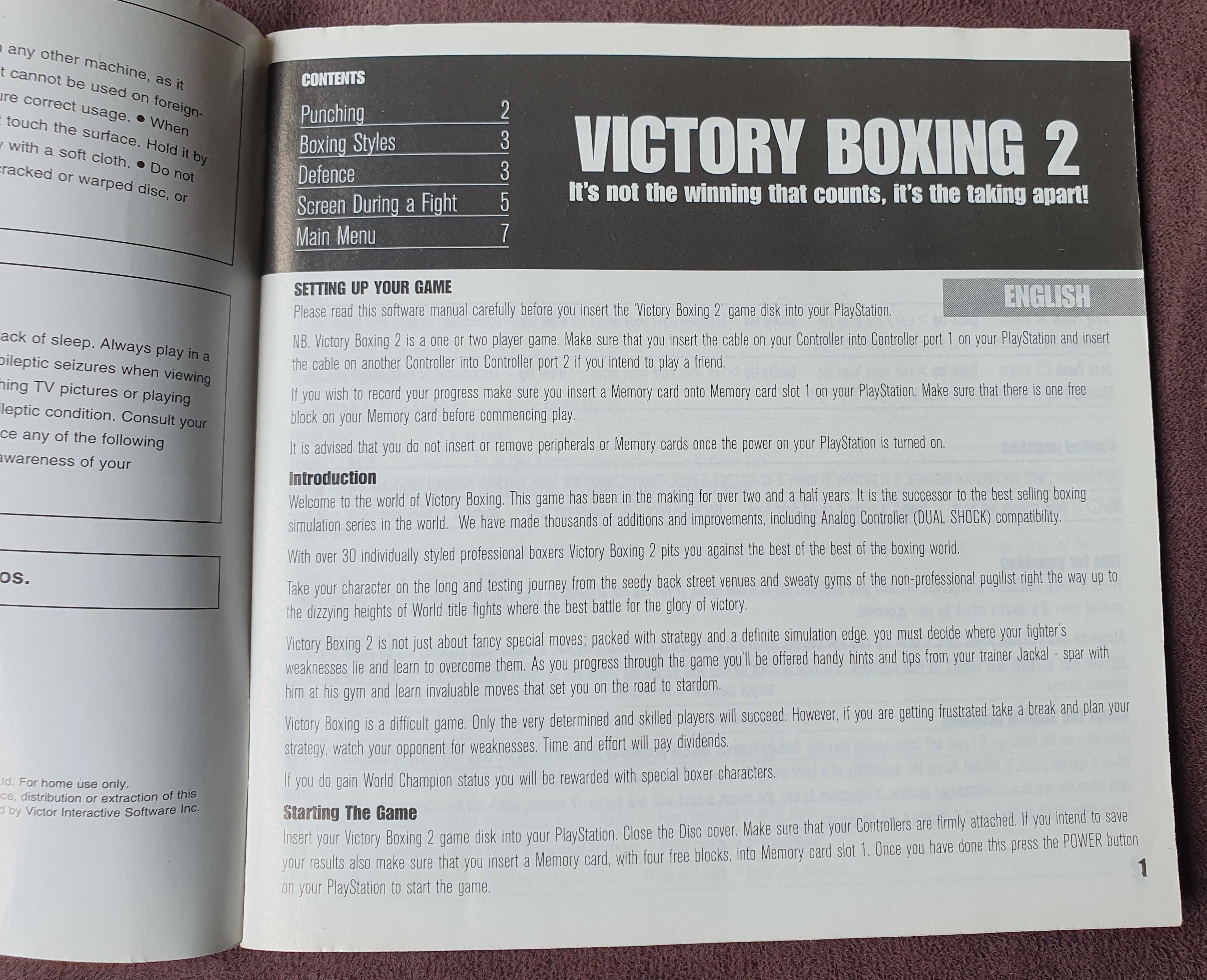 Comando PS 1 - Playstation 1 e Jogo Victory Boxing 2 - vintage