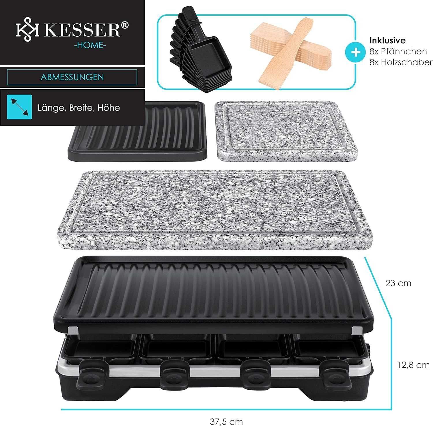 Grill raclette z kamieniem do grillowania dla 8 osób KESSER