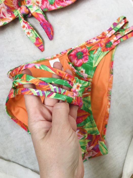 Купальник M L оранжевый в цветочный принт