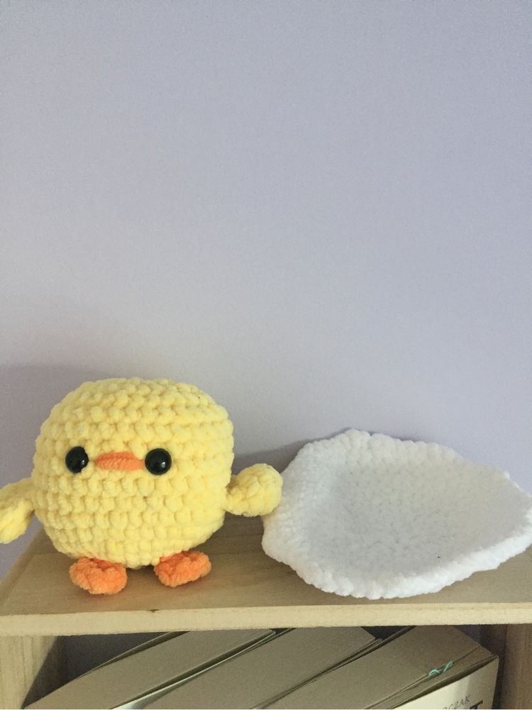 Nowy kurczak na skorupie pluszak maskotka Handmade amigurumi