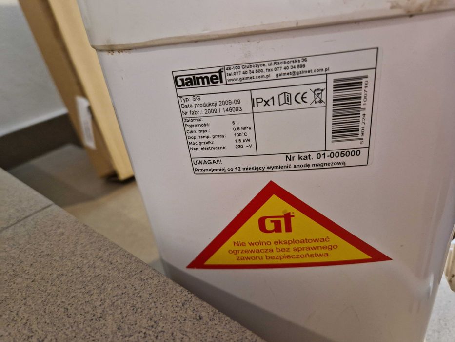Podgrzewacz wody 5l boiler przepływowy pojemnościowy Galmet 1,5kW