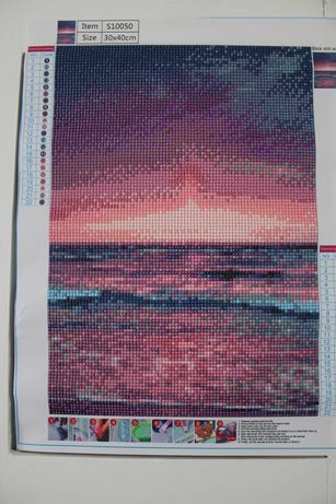 Gotowy obrazek haft diamentowy zachód słońca, plaża, morze 24 x 34 cm