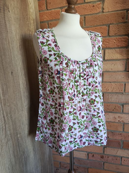 lniana bluzka Marks & Spencer L 100% len w kwiaty