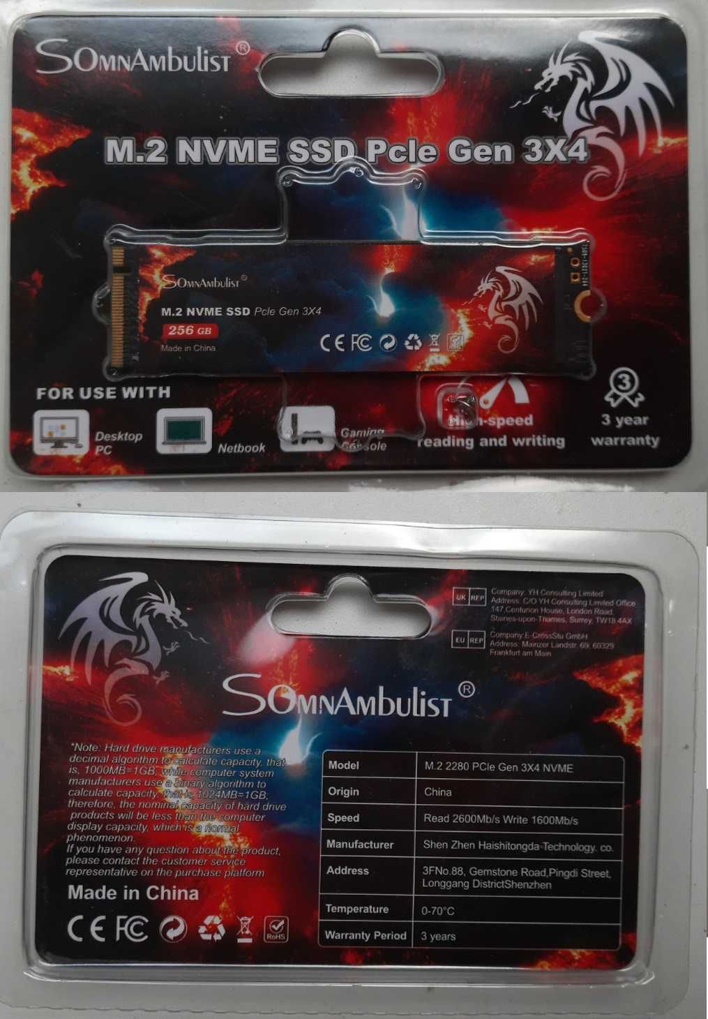 2230 SSD M2 NVME 256ГБ 2230 Твердотільний жорсткий диск SomnAmbulist