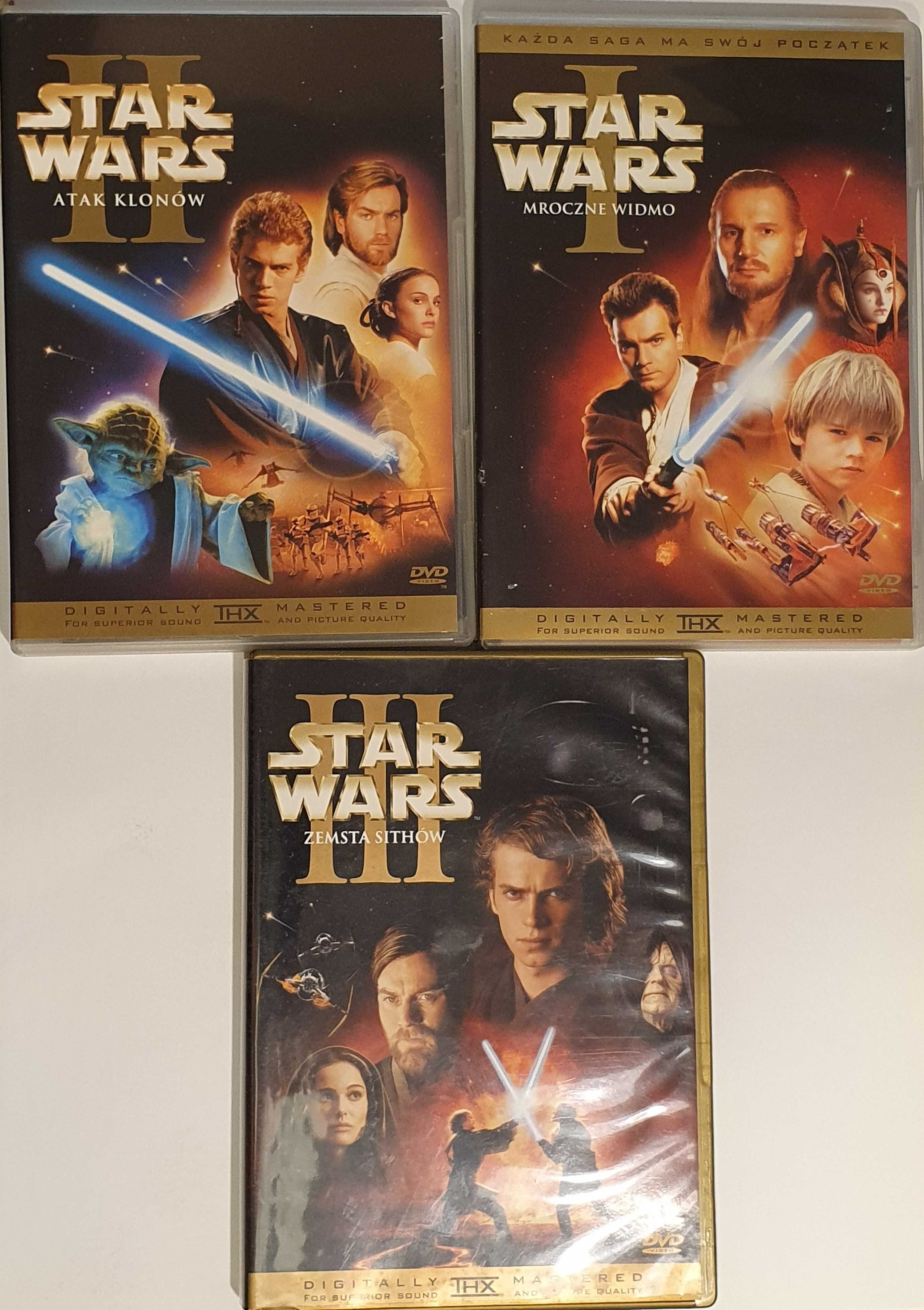 3 filmy Star Wars epizody I II i III plus 3 płyty z dodatkami!