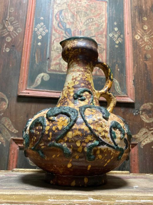 Duży ciekawy ceramiczny wazon z połowy wieku, NRD lata 60.