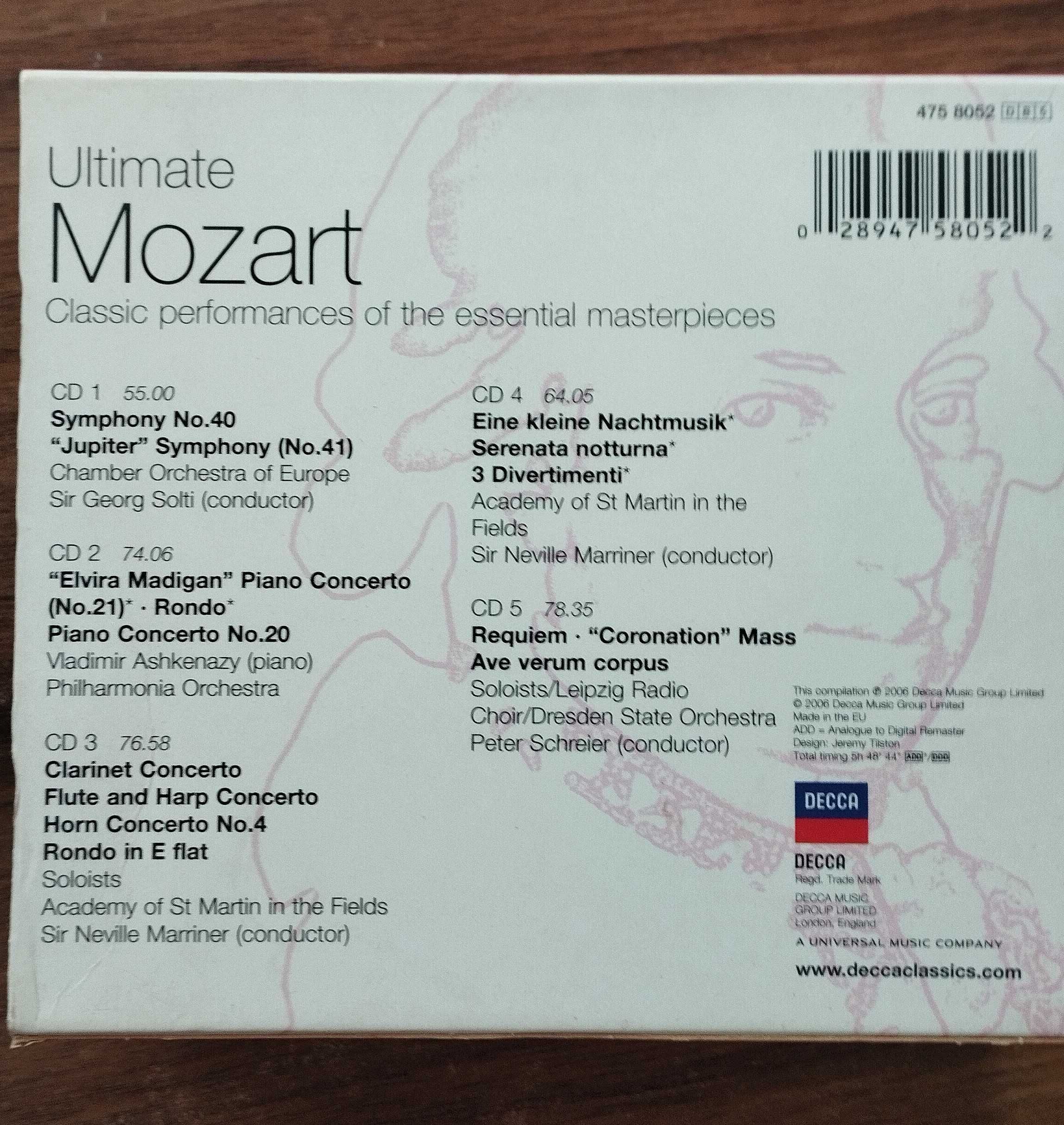 Ultimate Mozart the essential masterpieces - 5 CD box, jak nowe