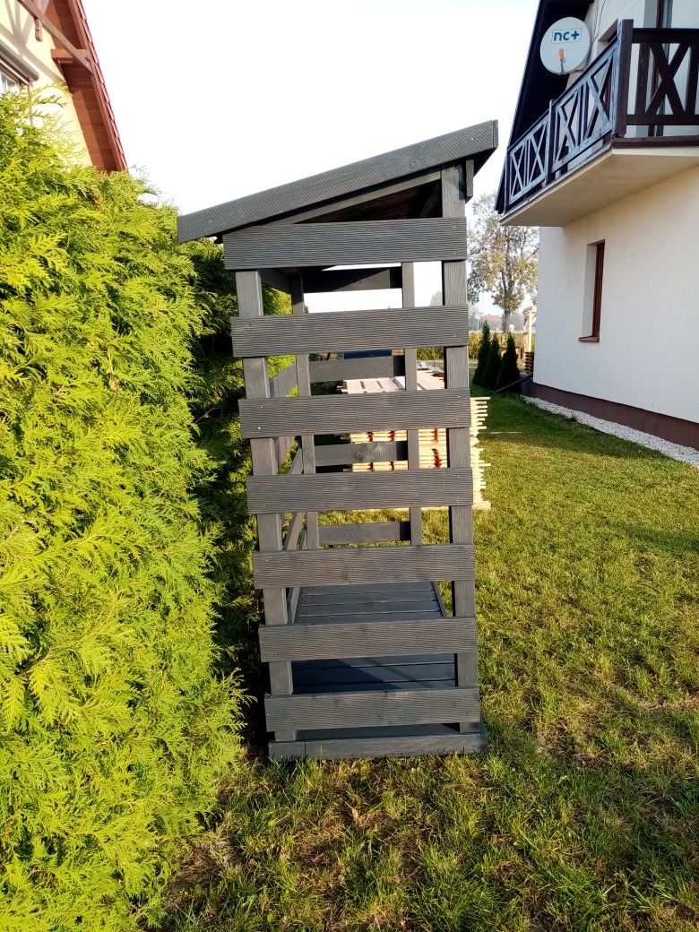 Drewutnia, Schowek Na Drewno 200x80x190 pomalowana, z gontem