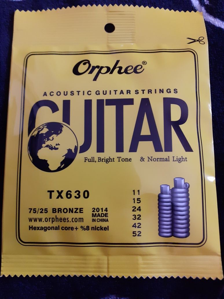 Conjunto Set de 6 Cordas para Guitarra Acústica Eletrica ou de aço