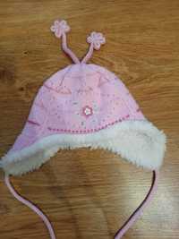 Ciepła czapka zimowa 30% wełny dla dziewczynki dziewczęca