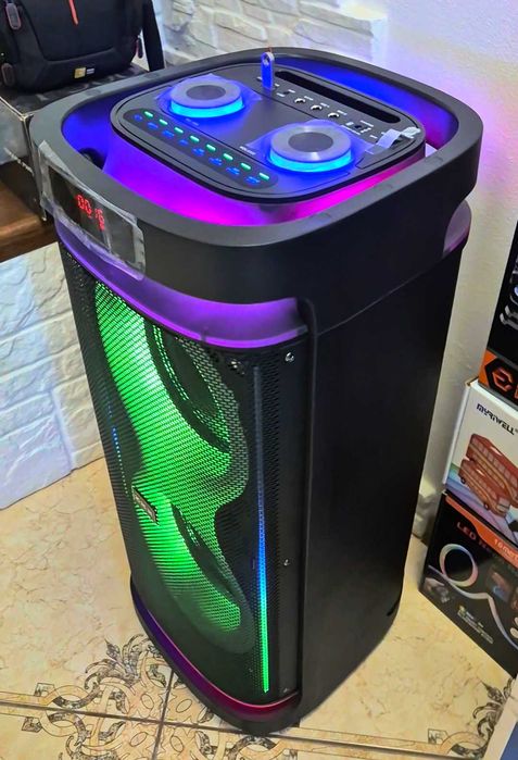 Потужна портативна колонка + 2 мікрофони, ZXX на 60 Вт караоке TWS