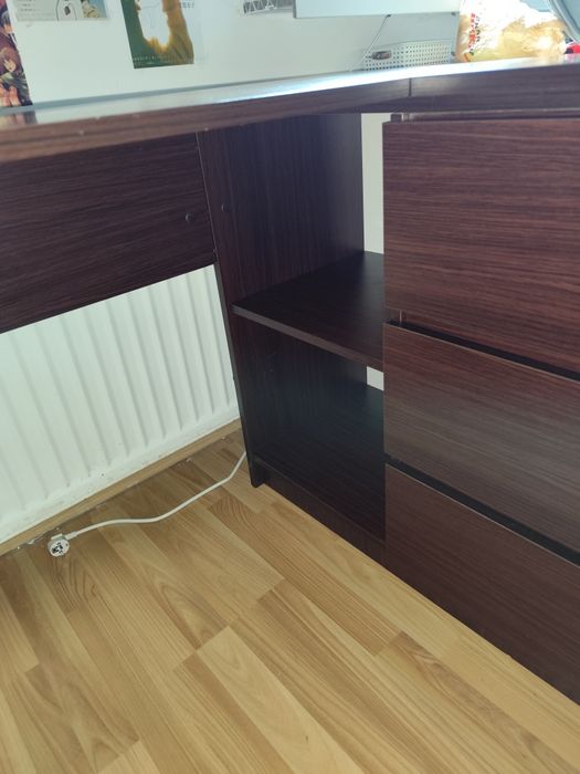 Biurko narożne z szafką i szufladami 155x85x77