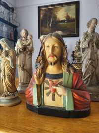 Sygnowana figura Pan Jezus gipsowe popiersie