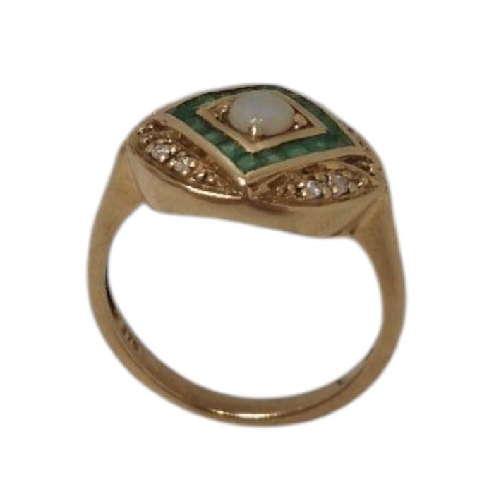 Wyjątkowy Złoty pierścionek -opal i diamenty, P.375/3,04(G)/R.13