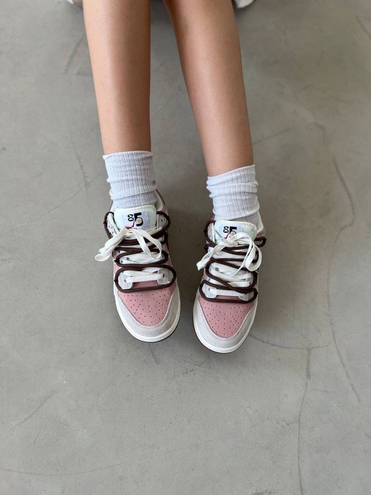 Кросівки NIke SB DUnk Low Off-White Grey Brown Pink 36-41