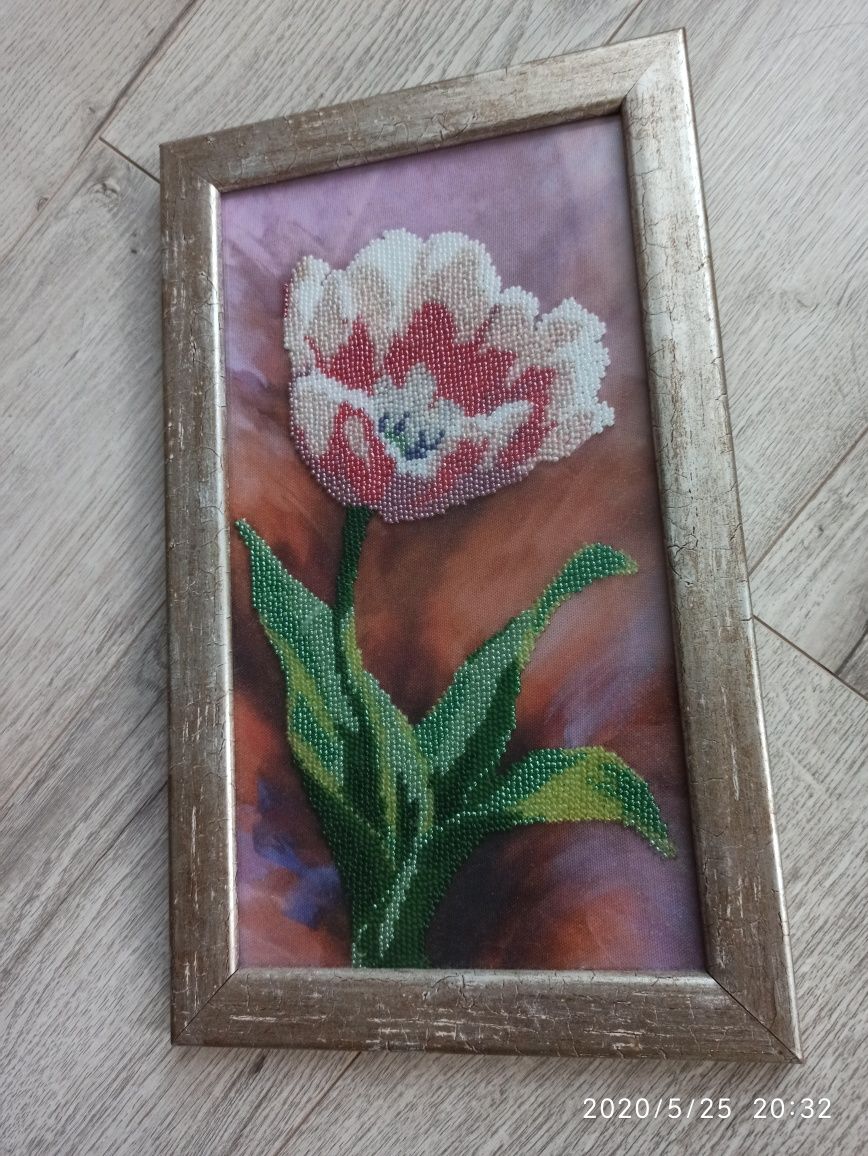 Картина бісером квітка  ручна робота