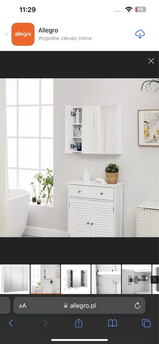 VASAGLE szafka łazienkowa z lustrem 60cm M