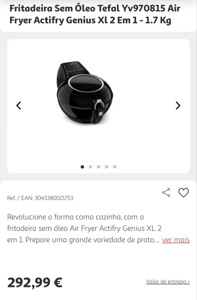 Fritadeira sem óleo /Air Fryer Actifry Genius Xl  Tefal