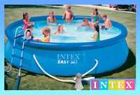 Intex Басейн надувной, лесница, тент, фільтр + насос,  Надувний басейн