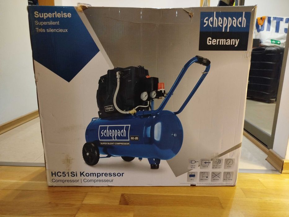 Sprężarka dwucylindrowa Scheppach HC51Si Nowy, paragon