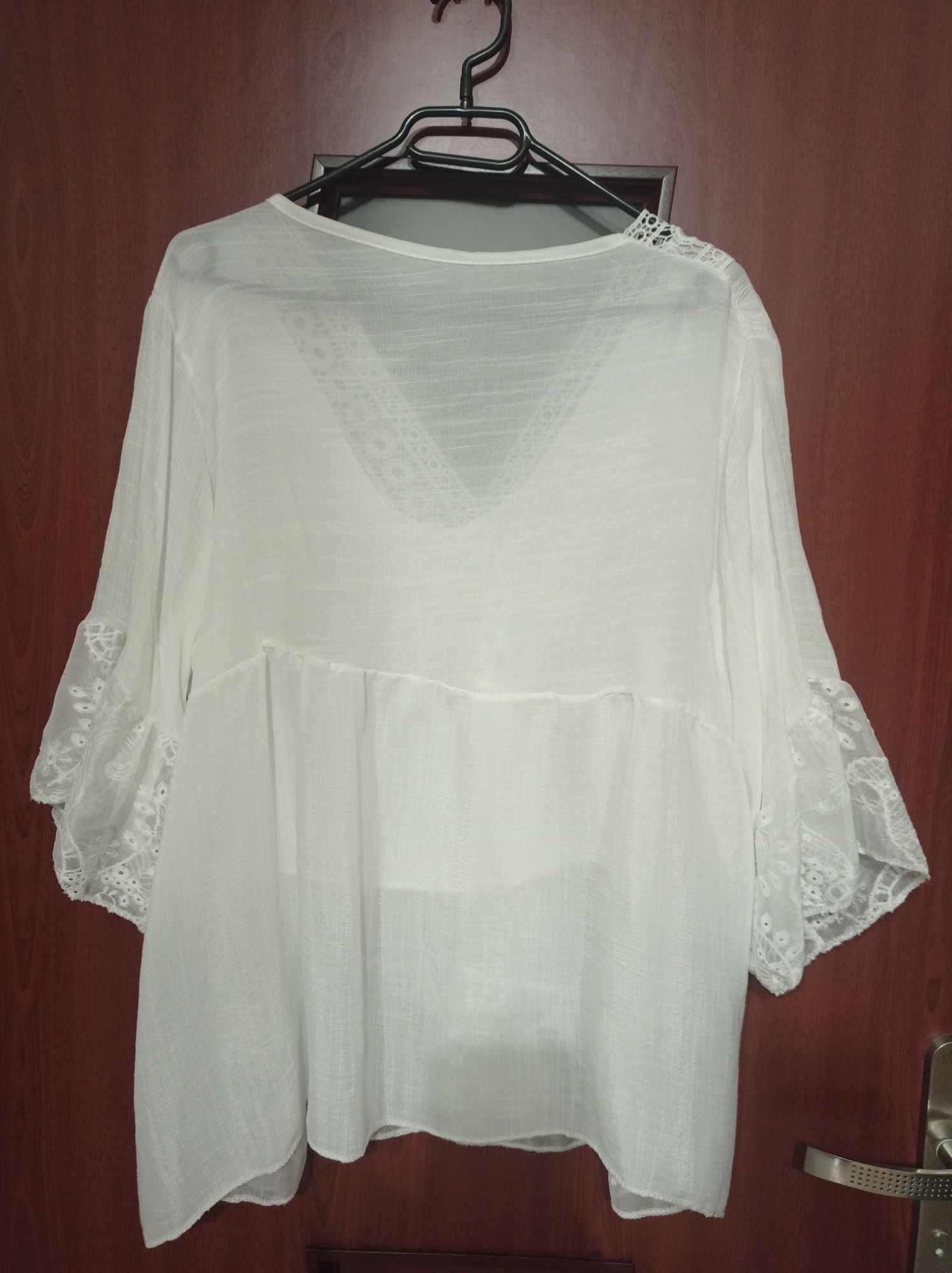 Nowa boho bluzka tunika narzutka   Boho mgiełka biała haftowana S/M