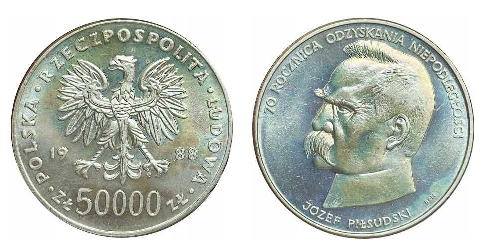 50000 zł 1988 rok Józef Piłsudski moneta