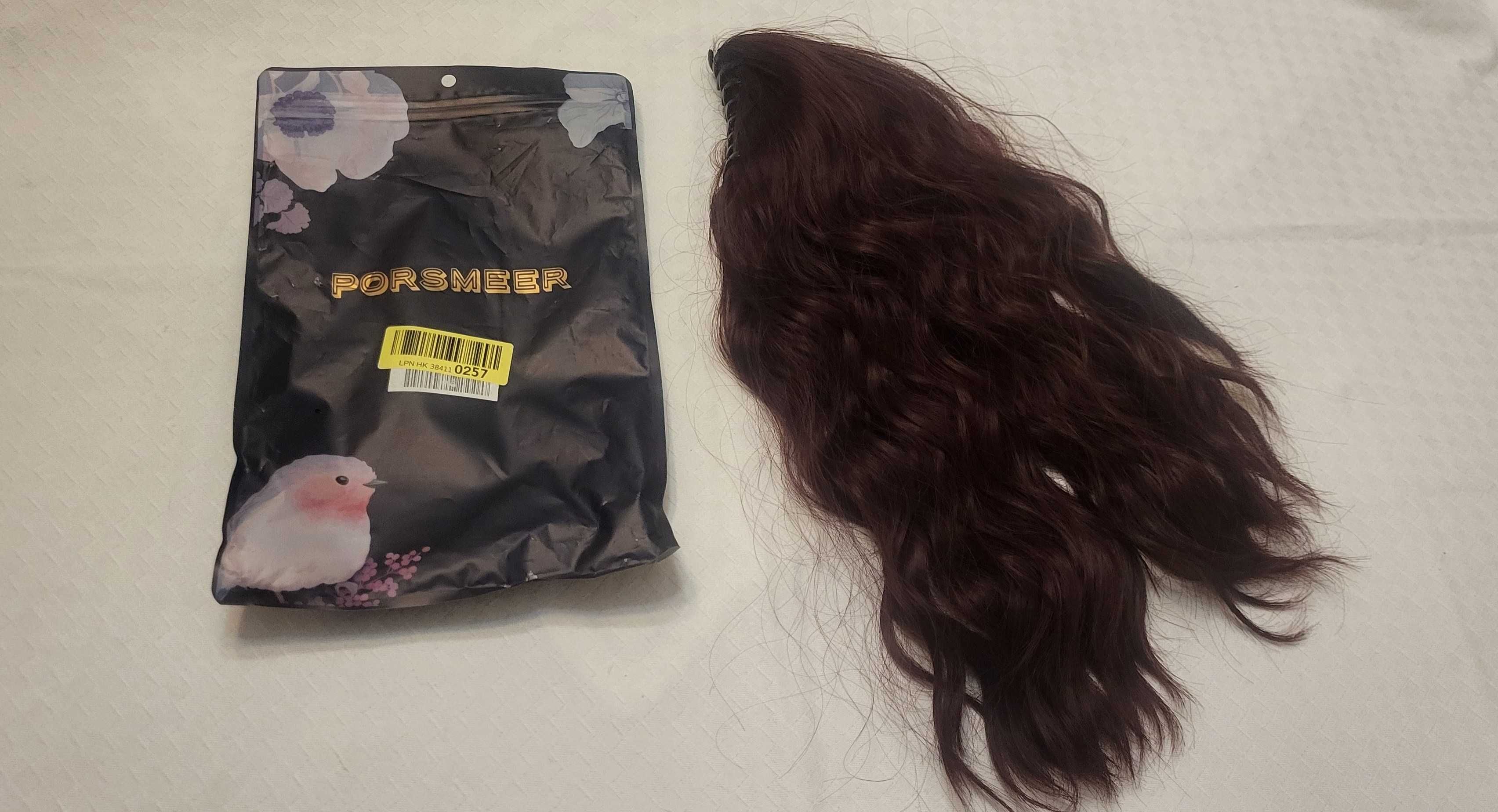 Extensão de cabelo para fazer rabo de cavalo - tom bordô