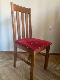 Krzesła drewnniane z tapicerowanym siedziskiem 6 szt.