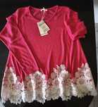 Camisola/túnica em malha, italiana, rosa fushia.