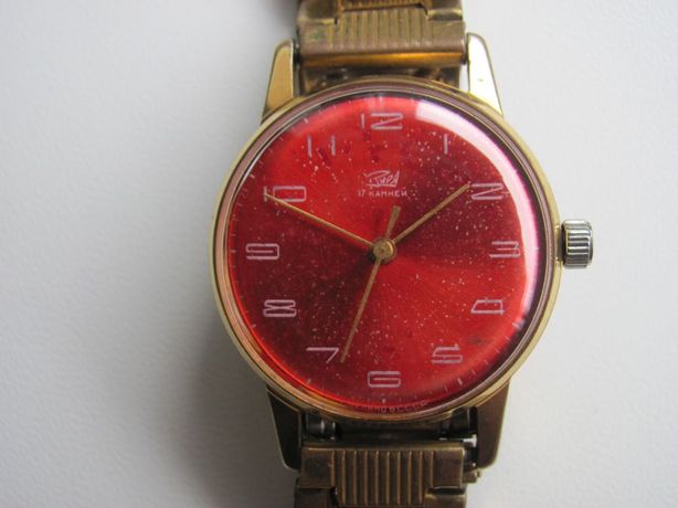 Редкие винтажные мужские часы Заря СССР позолота