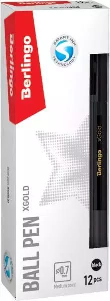 Długopis kulkowy czarny 0,7mm xGold (12szt). Berlingo