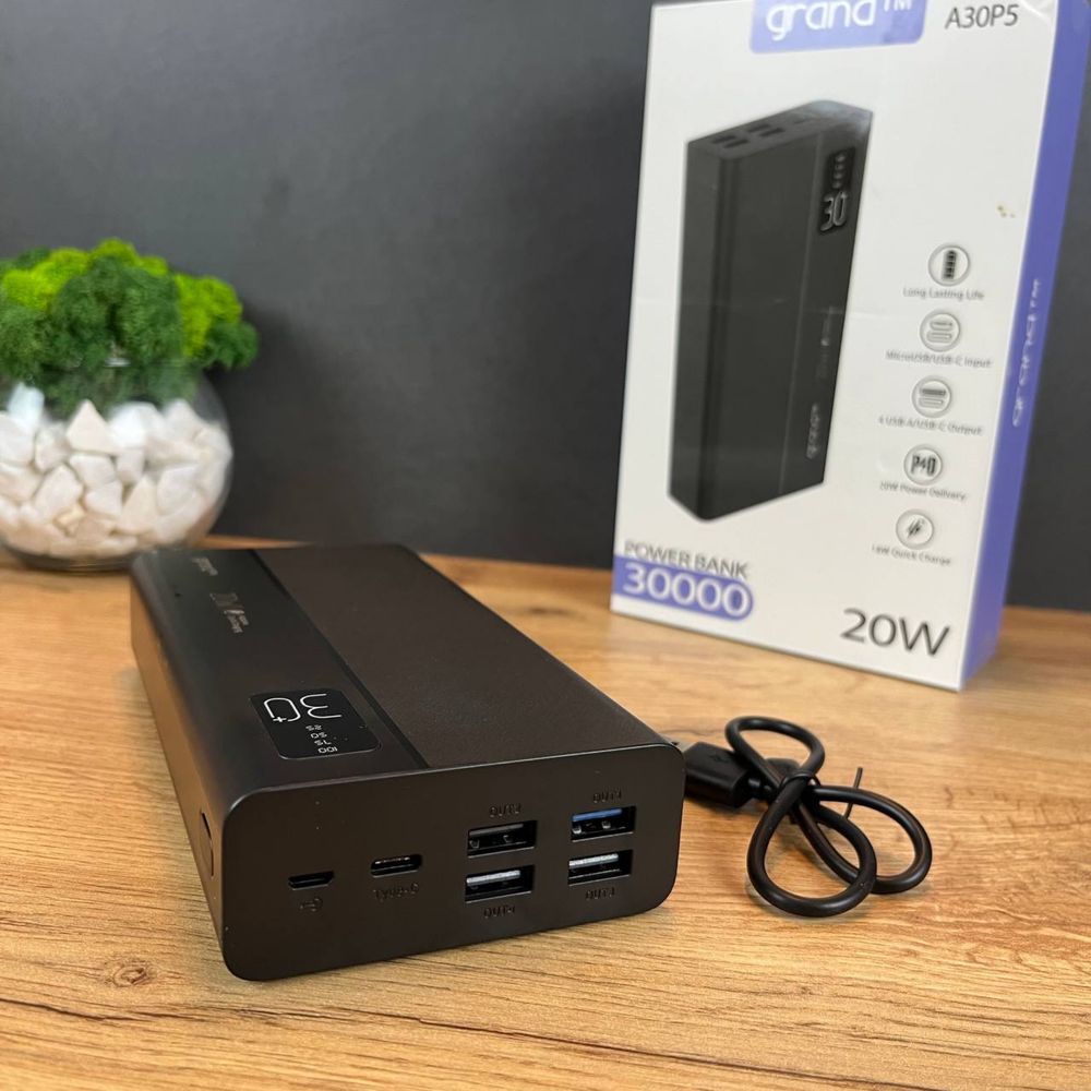 Повербанк с быстрой зарядкой PowerBank 20w 30000 mah