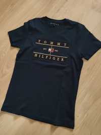 T-shirt Tommy Hilfiger Granatowy, S ze złotym szyciem