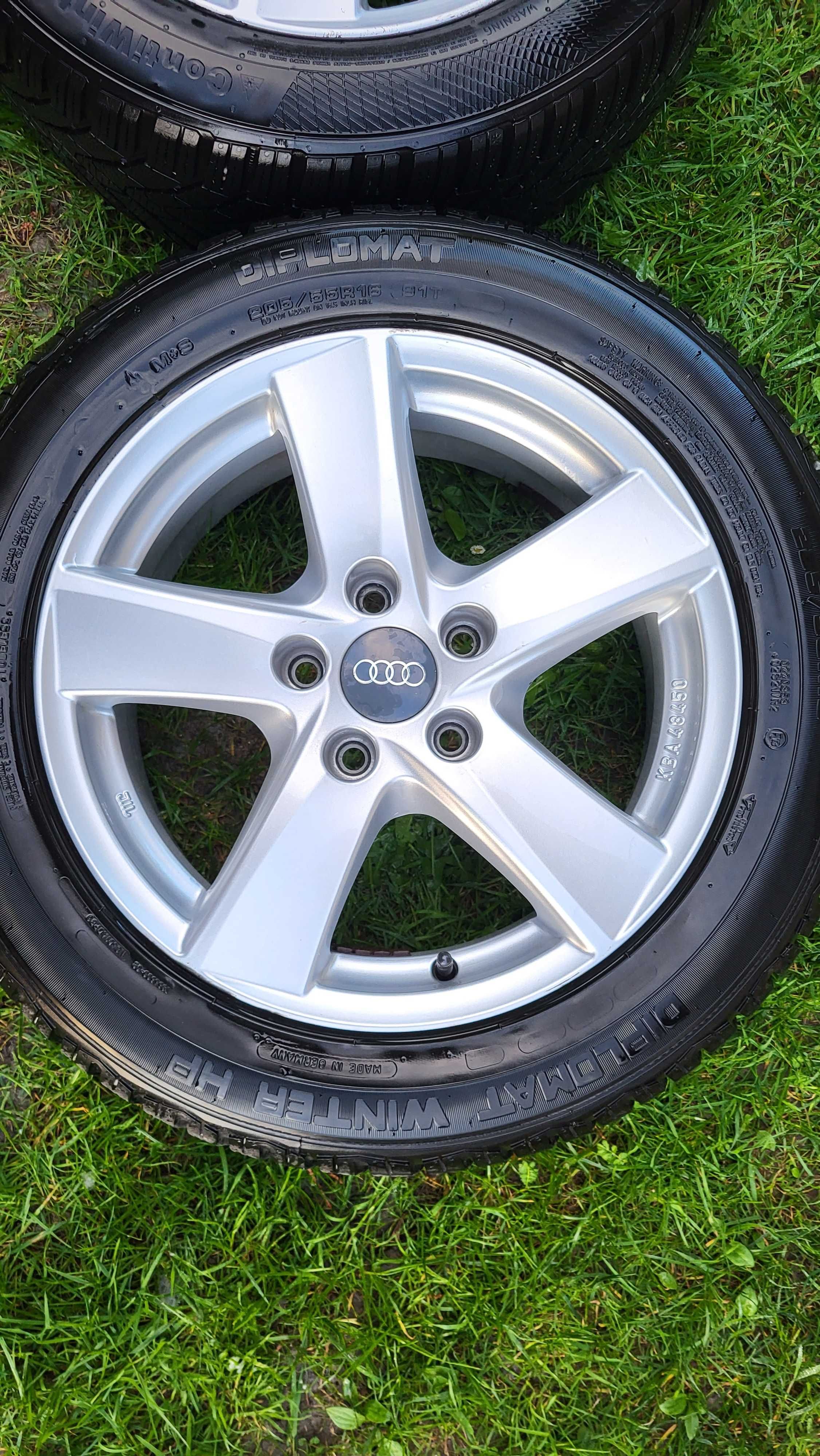 Opony zimowe 205/55/R16 na alufelgach 5x112 do Audi A3, A4, A5, A6