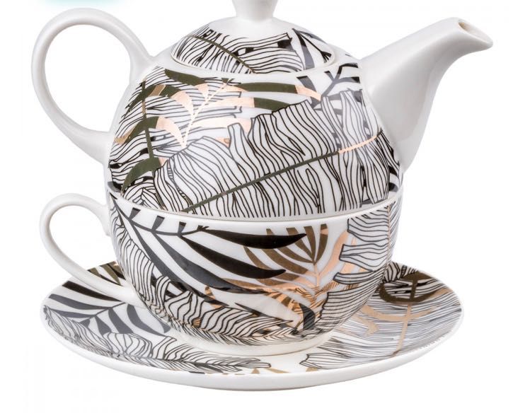 Komplet porcelanowy dzbanek z filiżanką zestaw do herbaty Prima Deco