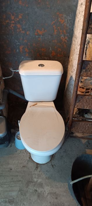Sanita com tanque, assento e mecanismo de descarga em bom estado