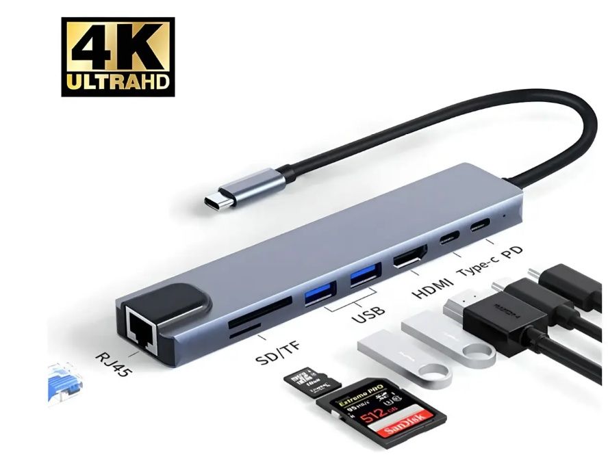 Многофункциональный Usb хаб 8-в-1, Адаптер с USB-портами, Многопортовы