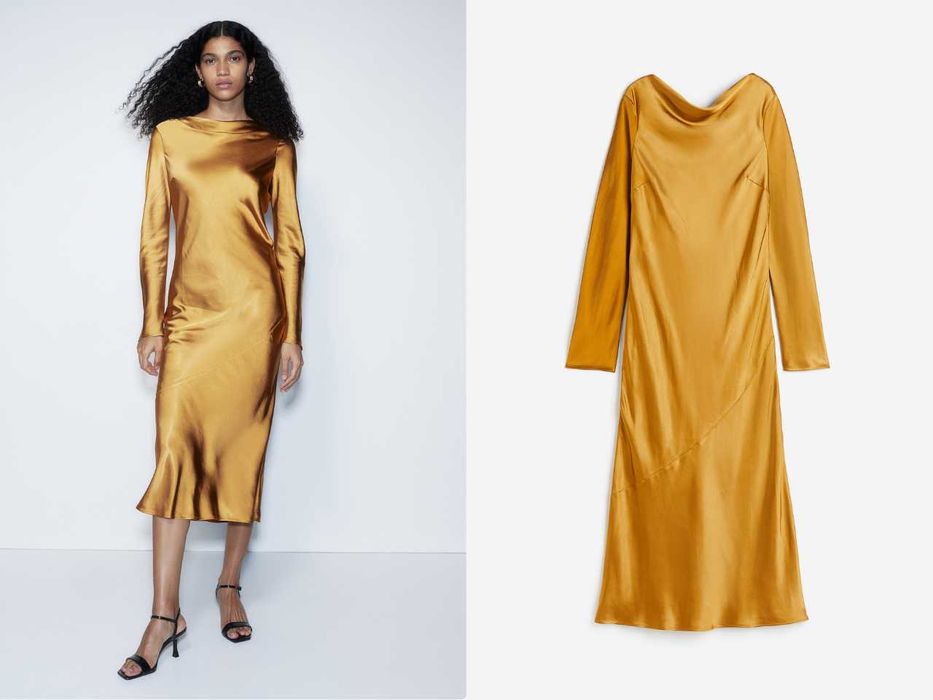Атласна золотиста сукня H&M M