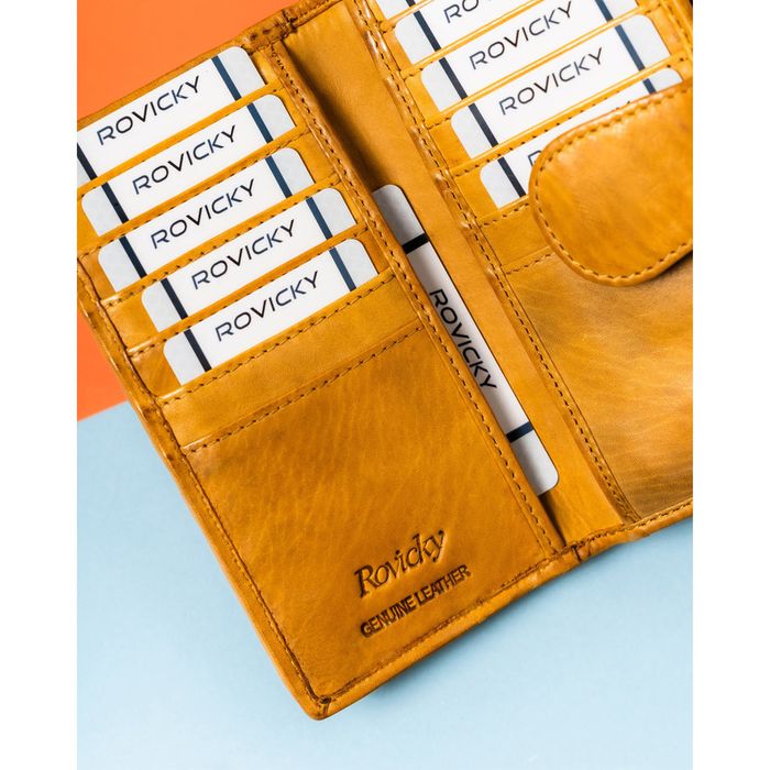 klasyczny portfel damski do torebki z geometrycznym wzorem - rovicky