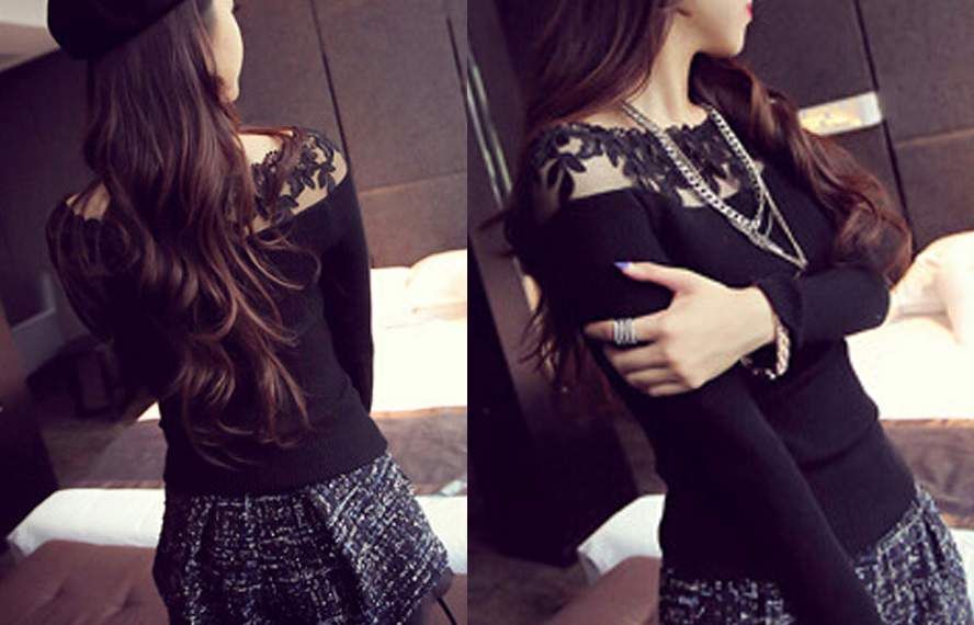 Blusa Preta Renda Peito - Tamanho S - Mulher