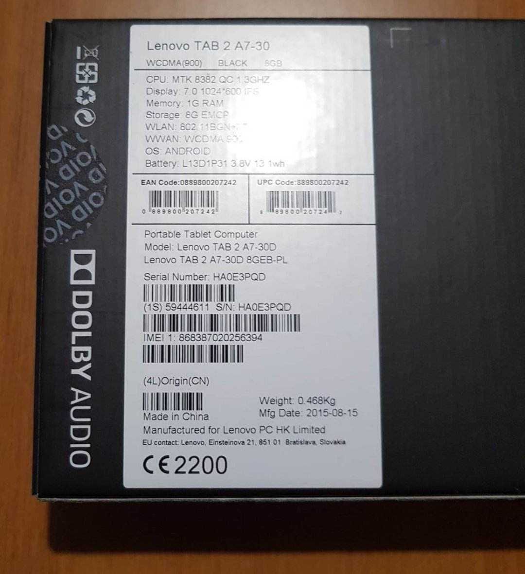 Tablet Lenovo TAB2 A7-30