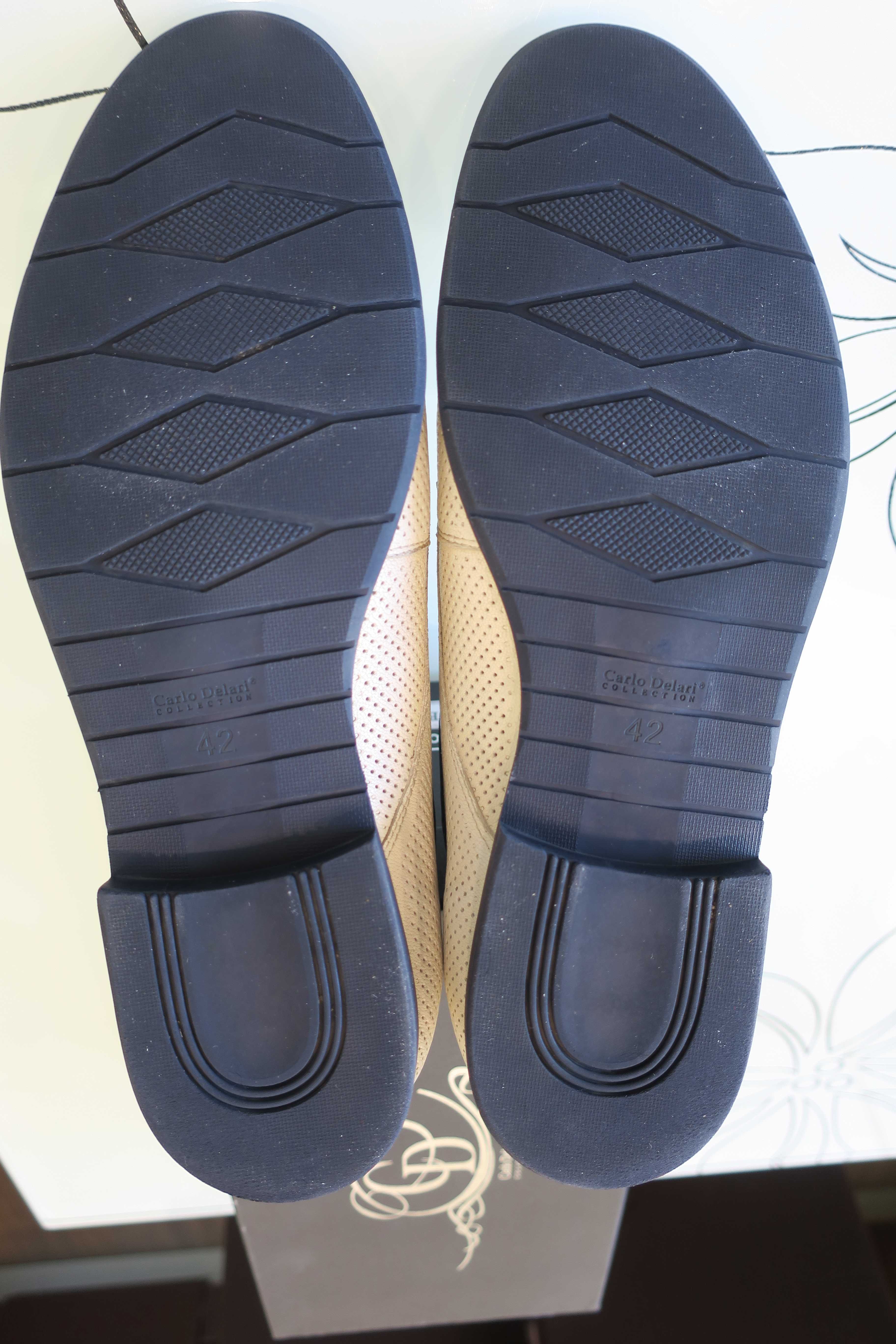 Туфли  Carlo Delari (пр-во Польша) светло-бежевые р.42 ( 27,5 см.)