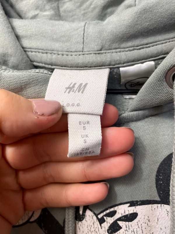 Zielona szara bluza mickey mouse walt disney H&m rozmiar s z kapturem