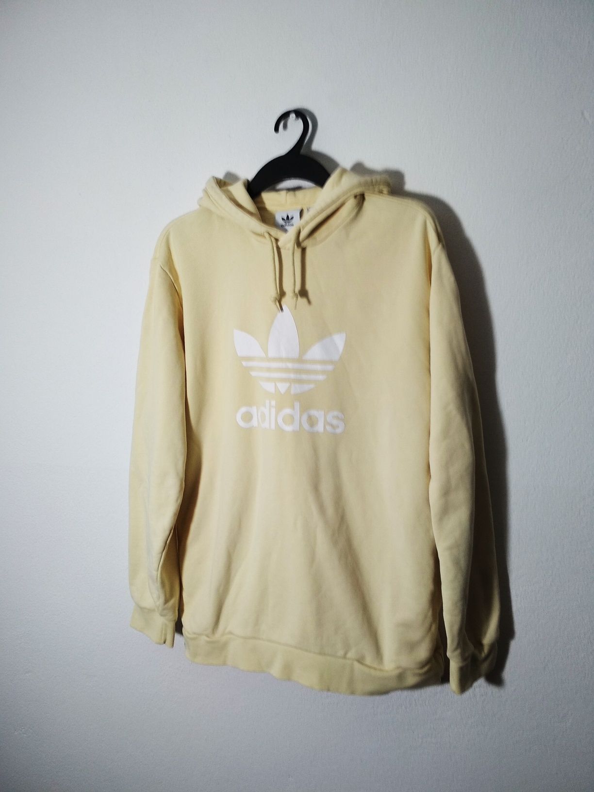 Adidas bluza blado żółta z kapturem unisex L