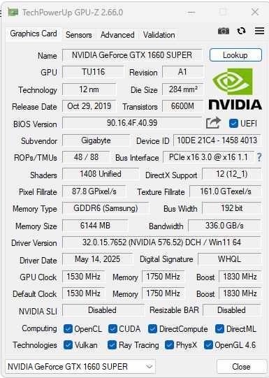 GTX 1660 Super Gigabyte